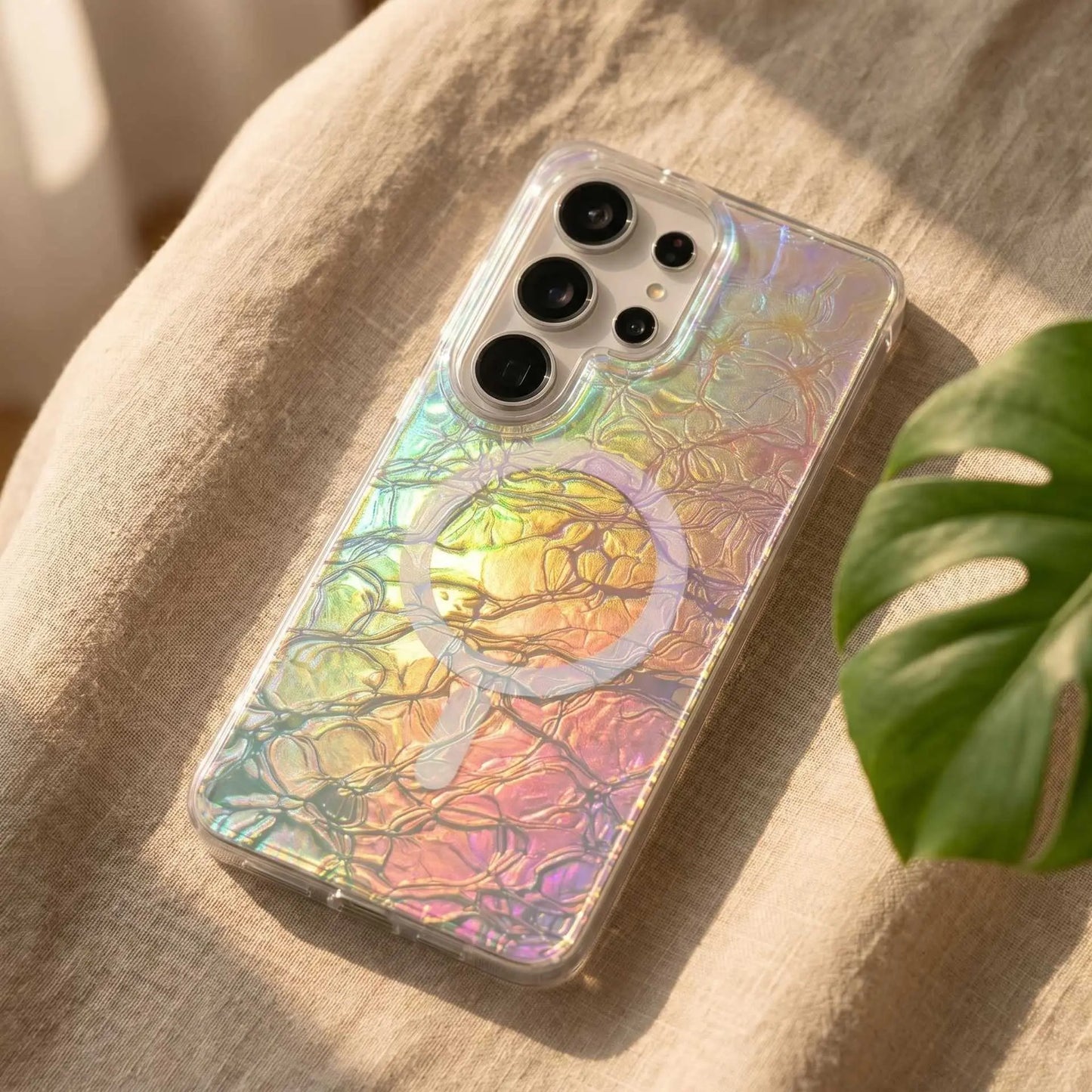 For Samsung Galaxy S26 Magnetic Phone Case IMD Process Mother-Of- Color Plating for S26 Ultra Iridescent Gradient HNX18PLXC