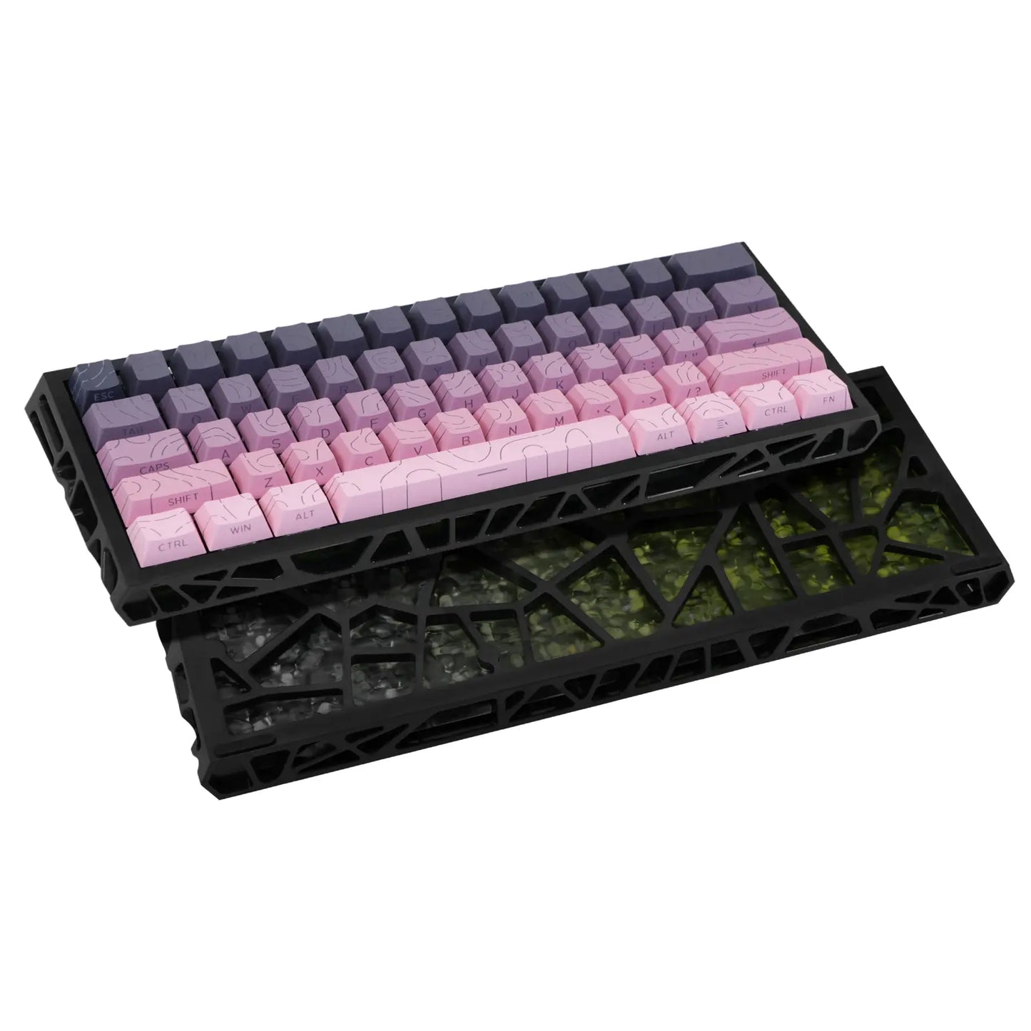 61-Key Gaming Keyboard — Desktop Setup: Gradient Color Scheme, Hot-Swappable Hollow Design, RGB Backlighting, Ultra-Compact Wired Design, Red Switches, Compatible with Windows/Macos, Suitable for Office and Gaming