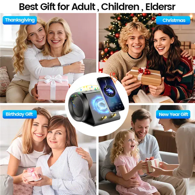 XHJ Portable Wireless BT Speaker with 3-In-1 Mobile Phone Mount, USB-C Compatible Audio Device, Fits Smartphones/Tablets, for Home & Car Use, Ideal Gift for Family, Bluetooth Speaker