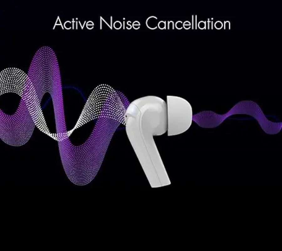NUU Buds A - Wireless Active Noise Cancelling Earbuds with ENC Voice Call Reduction, 30 Hours Playtime, and Sleek Pearl White Design