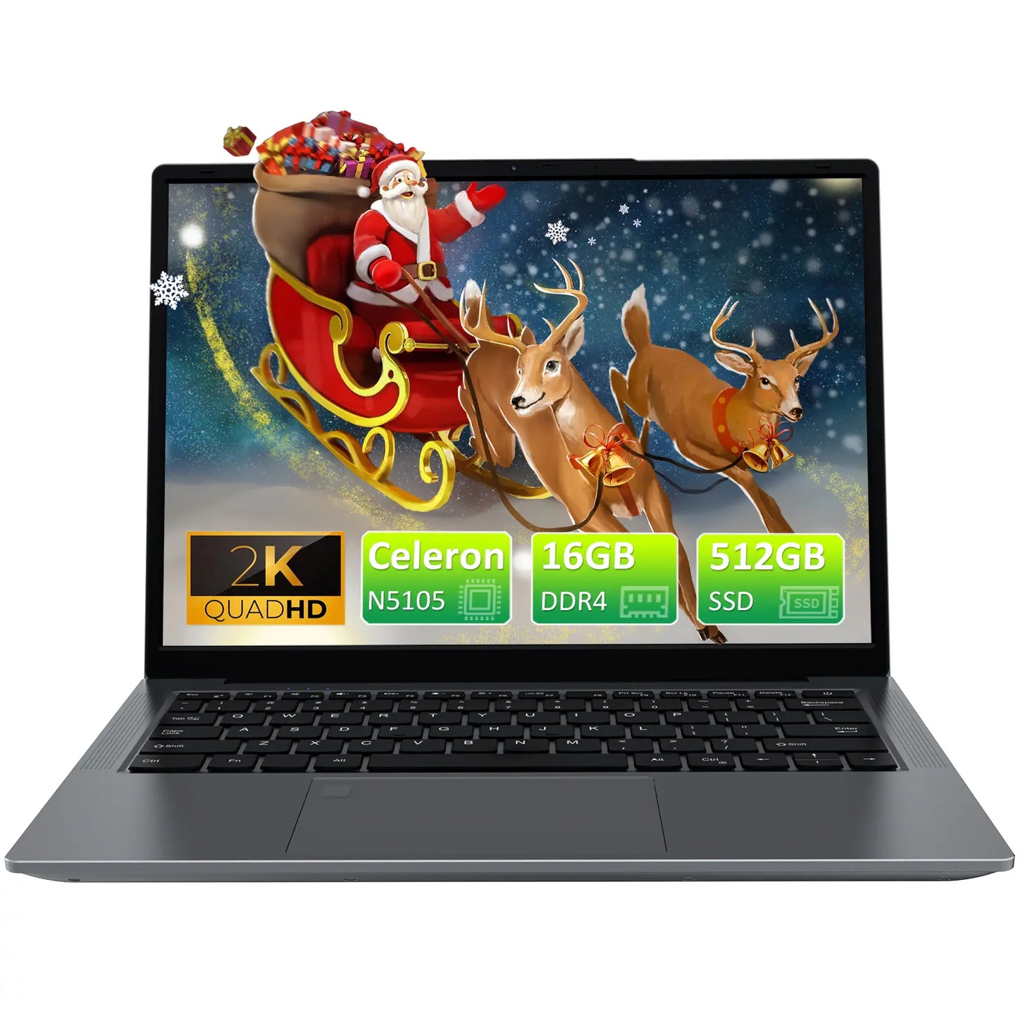 Auusda 14.1" Windows 11 Pro Laptop with Intel Celeron N5105 CPU, 8GB RAM, 256GB SSD, Backlight, Fingerprint, Webcam Switch, Portable Design