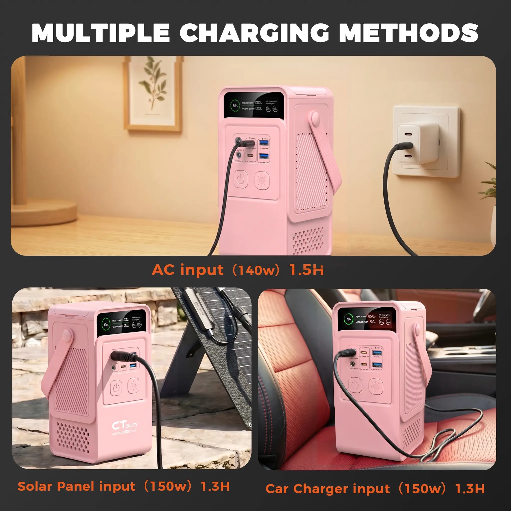 [Tiktokshopbacktoschool]Ctolity AP200 Portable Power Bank 192Wh 200W Lifepo4 Battery 4000+ Cycle 140W Fast Charging LED DC Solar 150W, Accessories, Mobile