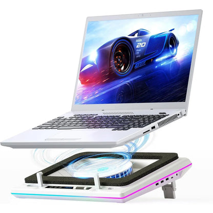 Dealsforyoudays Llano V12 Ultra Laptop Cooling Pad with Smart Software Control, RGB Gaming Laptop Fan Cooler Stand, 5.5" Turbo Fan, Adjustable Speed, 3*USB 3.0 Ports, 3 Height Stands, for 15.6"-21" Laptops Tiktokshopbacktoschool
