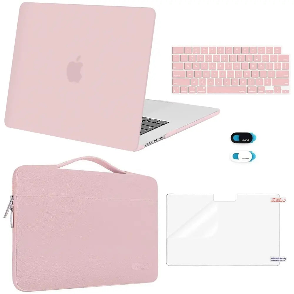 MOSISO Compatible with Macbook Air 15 Inch Case M5 2026 M4 2025 M3 M2 2024 2023 A3448 A3241 A3114 A2941,Protective Hard Shell&Carrying Sleeve Bag&Keyboard Cover&Webcam Cover&Screenfilm, School, Commuting, Daily Protection, Screen Protector, Plastic, Polyc
