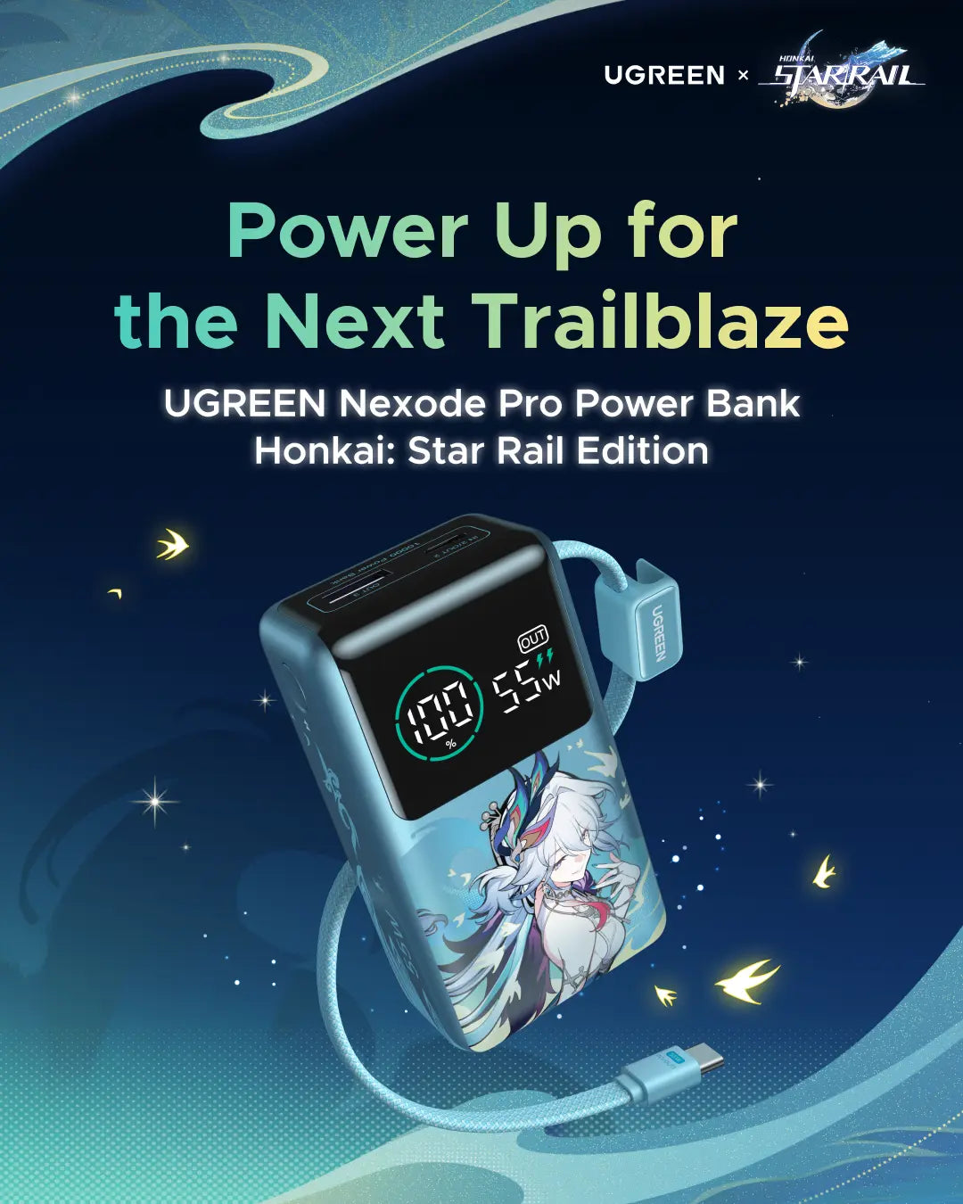 UGREEN × Honkai: Star Rail Edition 10000Mah 55W Built-In Cable Power Bank,Qi2 10000Mah Magnetic Power Bank,65W Mini USB C Charger Block Fast Charging with USB C Cable ,100W Retractable USB C Cable(3.3Ft ) ,Finetrack Mini2 Tracker Tags (Ios Only) Tiktoksho