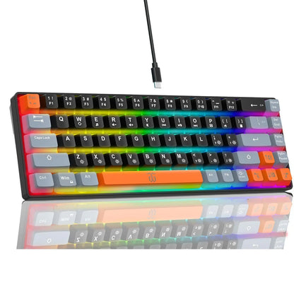 68 Keys 60% Gaming Keyboard, RGB Rainbow LED Backlit Mini Keyboard, Ergonomic Mechanical Feel Keyboard, Full Compatibility for Windows PC Laptop Compact
