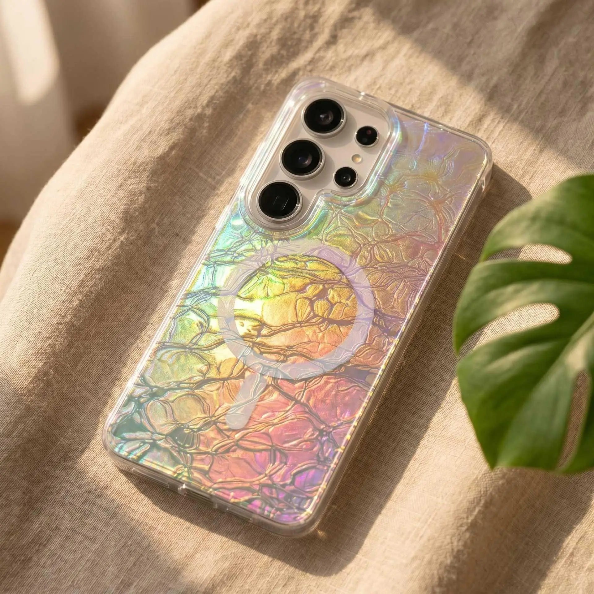 For Samsung Galaxy S26 Magnetic Phone Case IMD Process Mother-Of- Color Plating for S26 Ultra Iridescent Gradient HNX18PLXC