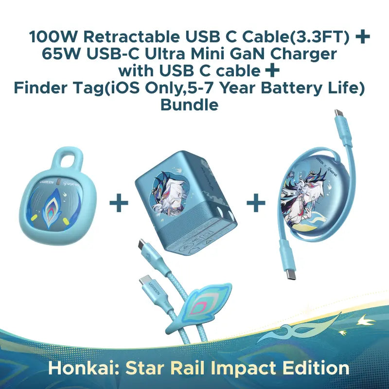 UGREEN × Honkai: Star Rail Edition 10000Mah 55W Built-In Cable Power Bank,Qi2 10000Mah Magnetic Power Bank,65W Mini USB C Charger Block Fast Charging with USB C Cable ,100W Retractable USB C Cable(3.3Ft ) ,Finetrack Mini2 Tracker Tags (Ios Only) Tiktoksho
