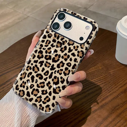 2-In-1 Anti-Scratch Silicone Phone Case for Iphone 17/16/15/14/13/12/11 Pro Max plus Air E, Neutral Leopard Print Glossy TPU Cover with Shock-Absorbing Bumper, Ios-Fitting Protection Accessory for Iphone Series, Accessories, Shockproof