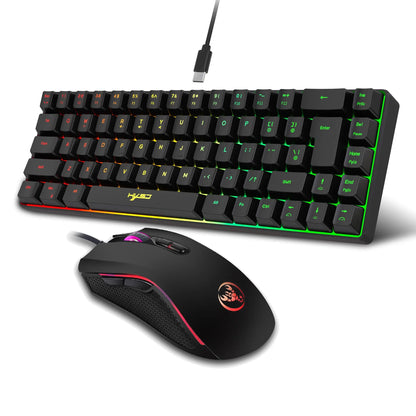 Hxsj-68 Key Wired Membrane Keyboard + Wired Mouse Set, Ideal for Gaming and Office Use, Durable Design for Daily Tasks