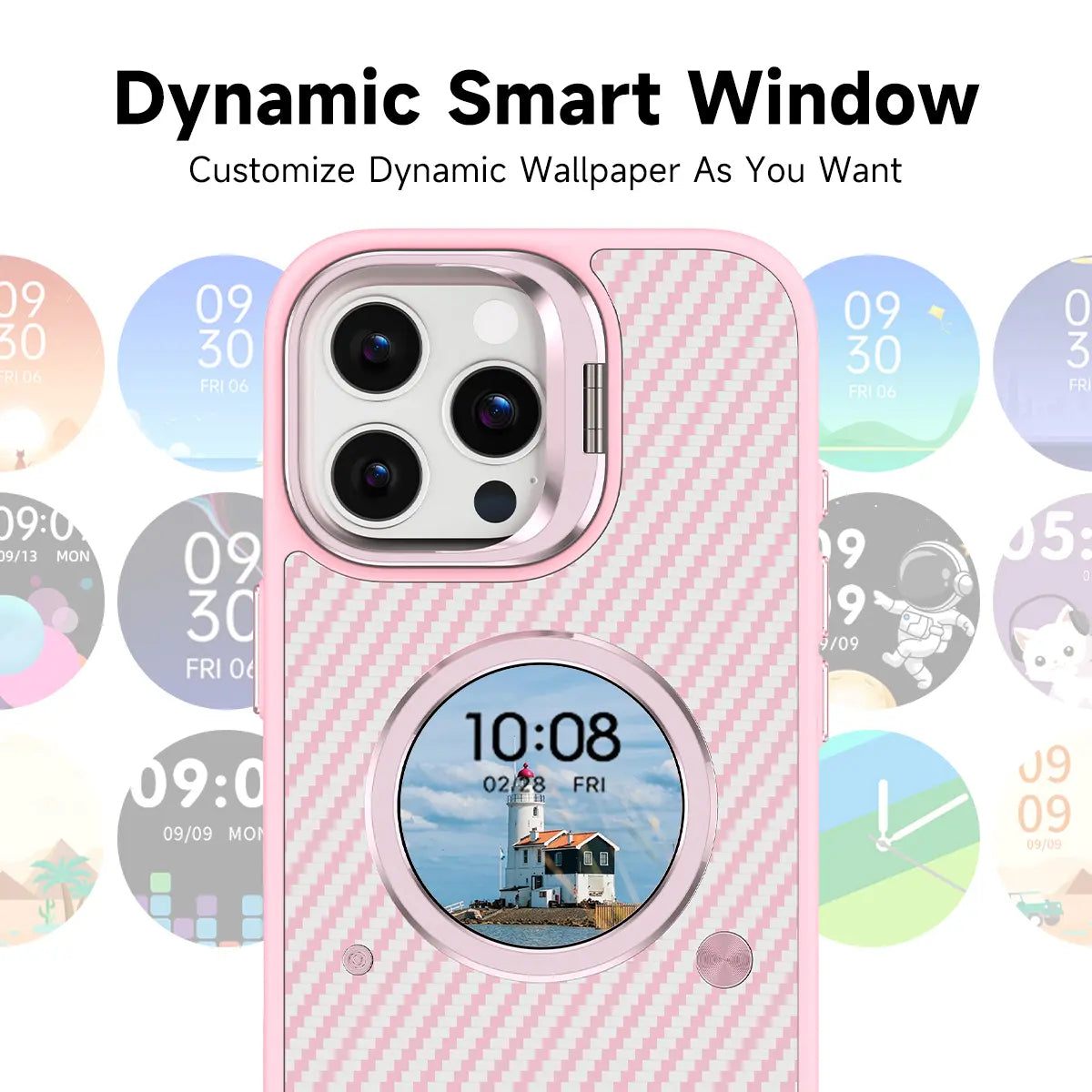 W&O Customizable E-Ink Smartphone Case for Iphone 16/17 Pro Max - Upgraded Ink Screen Smart Cover, DIY Image/Text Display, Shockproof Handheld Cellphone Protection, Wireless Charging Support, Unique Gift, Casing