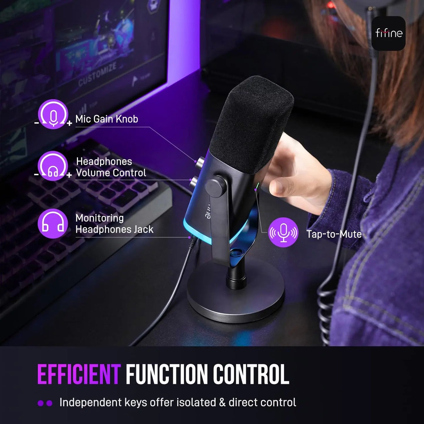 Fifine Dynamic Microphone and Gaming Headset Bundle, 3.5Mm/Usb Wired Headset for PC/PS5/PS4, USB/XLR Podcast Recording Mic with RGB, Mute Button, Real-Time Monitoring for Vocal Youtube (Fifine H9+AM8)