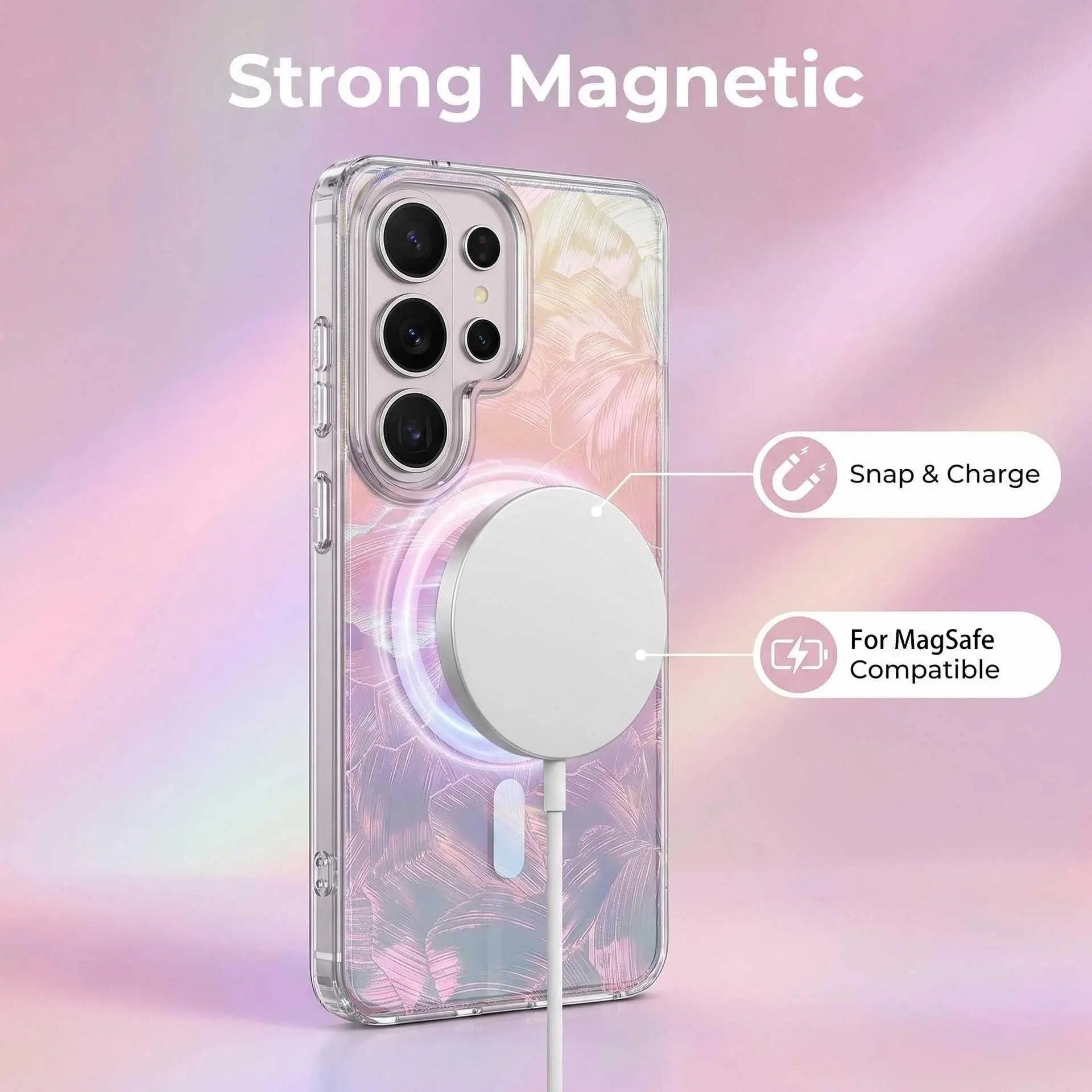 For Samsung Galaxy S26 Magnetic Phone Case IMD Process Mother-Of- Color Plating for S26 Ultra Iridescent Gradient HNX18PLXC