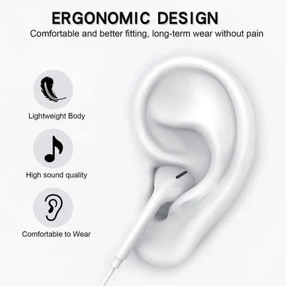 USB-C Earphones with Mic, Volume Control, Hifi Stereo - Compatible with Iphone 17/17 Pro/16/15, Samsung S25/S24/S23, Pixel 10/9, Oneplus & USB-C Phones