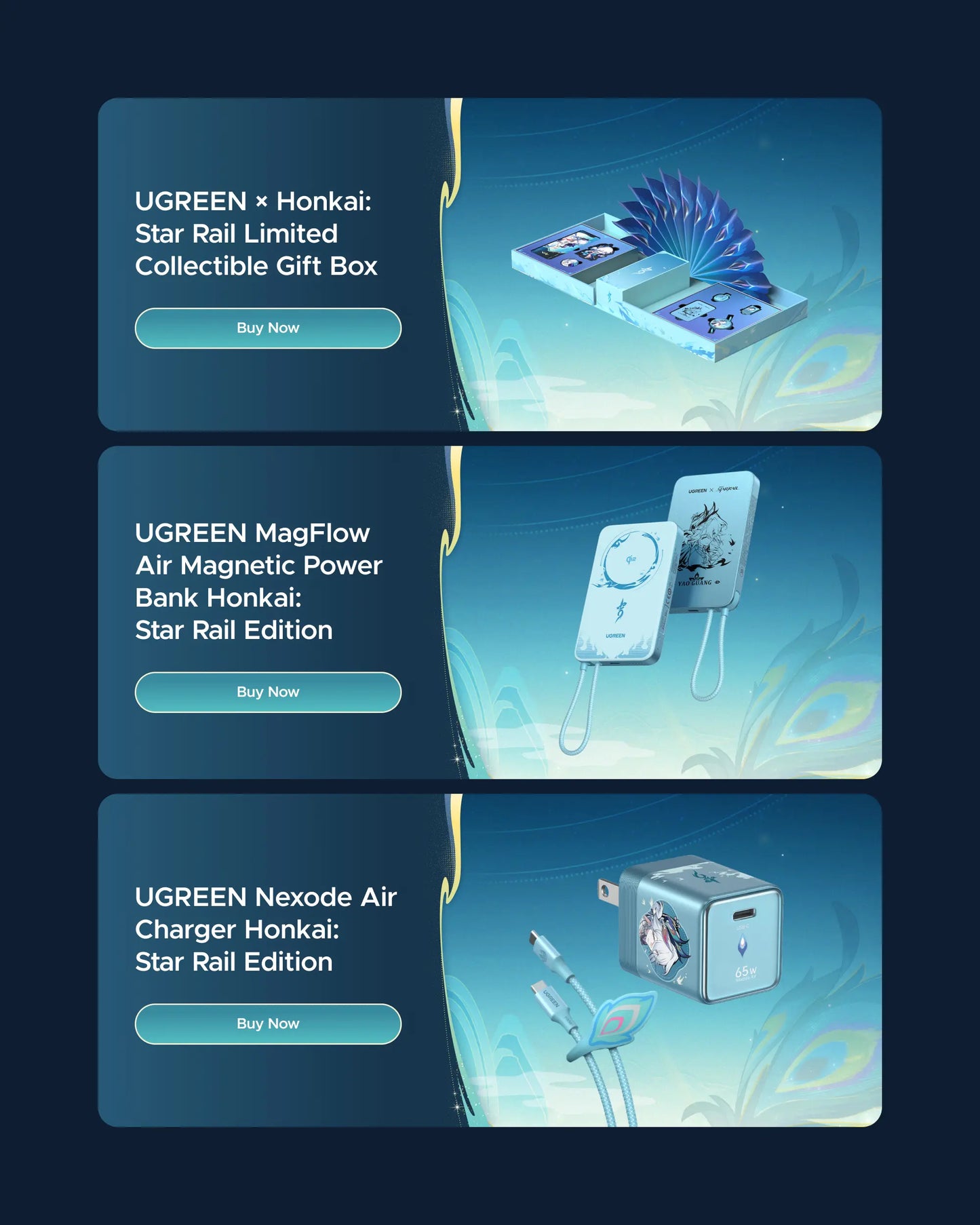 UGREEN × Honkai: Star Rail Edition 10000Mah 55W Built-In Cable Power Bank,Qi2 10000Mah Magnetic Power Bank,65W Mini USB C Charger Block Fast Charging with USB C Cable ,100W Retractable USB C Cable(3.3Ft ) ,Finetrack Mini2 Tracker Tags (Ios Only) Tiktoksho