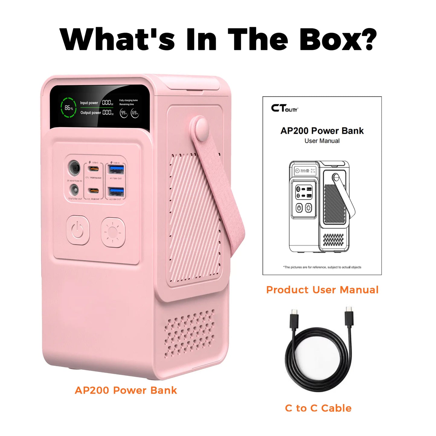 [Tiktokshopbacktoschool]Ctolity AP200 Portable Power Bank 192Wh 200W Lifepo4 Battery 4000+ Cycle 140W Fast Charging LED DC Solar 150W, Accessories, Mobile
