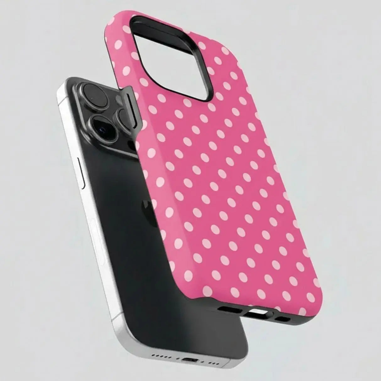 Preppy Hot Pink Polka Dot Phone Case, Cute Coquette Aesthetic Phone Cover,Hot Pink & Light Pink Polka Dot Aesthetic Iphone Case for Iphone 17 16 15 14 13 12 11 Pro Max & Samsung 22-26Galaxy