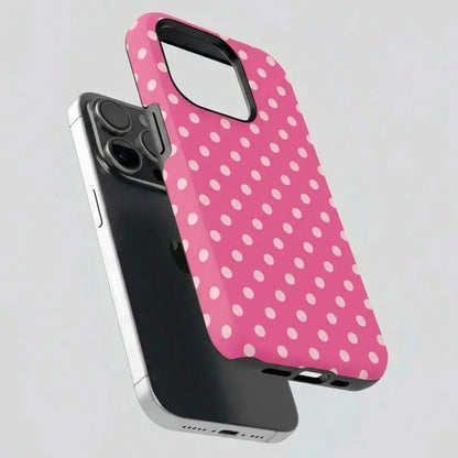 Preppy Hot Pink Polka Dot Phone Case, Cute Coquette Aesthetic Phone Cover,Hot Pink & Light Pink Polka Dot Aesthetic Iphone Case for Iphone 17 16 15 14 13 12 11 Pro Max & Samsung 22-26Galaxy