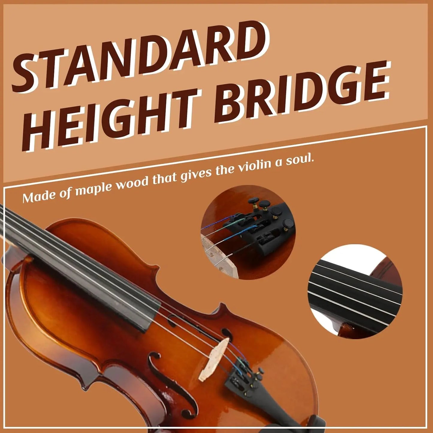 Violin 1/2 Size for Beginners, Set for Kids with Case, Rosin, Bow & Manual, Quarter Acoustic Violin Fiddle for Beginners Sohochic Tiktokshopbacktoschool
