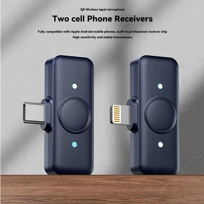Ultra-Clear Portable Wireless Lavalier Microphone for iPhone/Android - Plug & Play, Compact Rechargeable Mic for Vlog, TikTok, YouTube, and More!