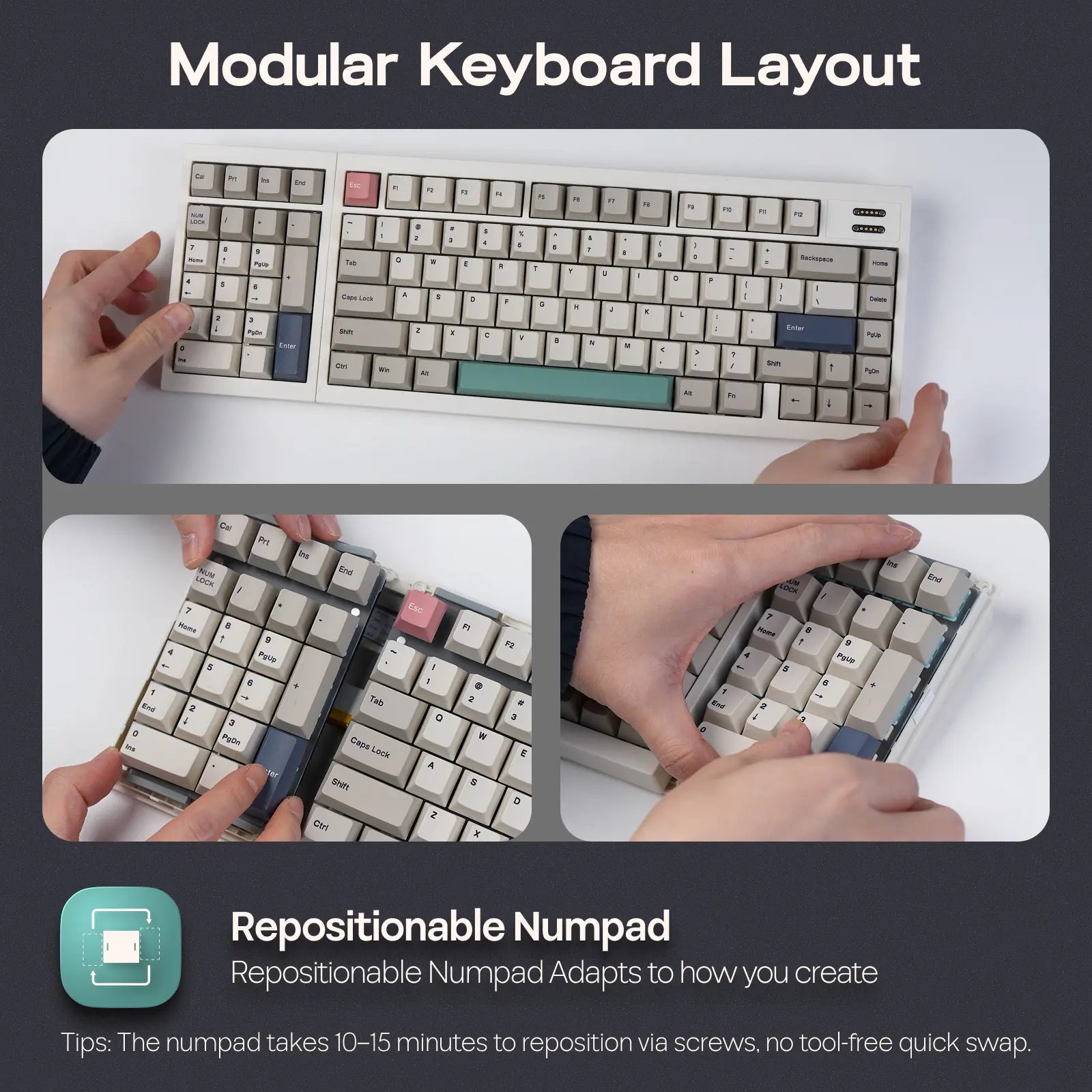 EPOMAKER RT98 Creative Modular Retro Gaming Keyboard with Detachable Mini TV Hot Swap Tri-Mode BT/2.4G/USB-C Custom Driver RGB Backlit PBT Keycap for Win/Mac Computers & Office Equipment Keyboards Creamy Keyboard Back to School Shopping, Pbt Keycaps, Deta
