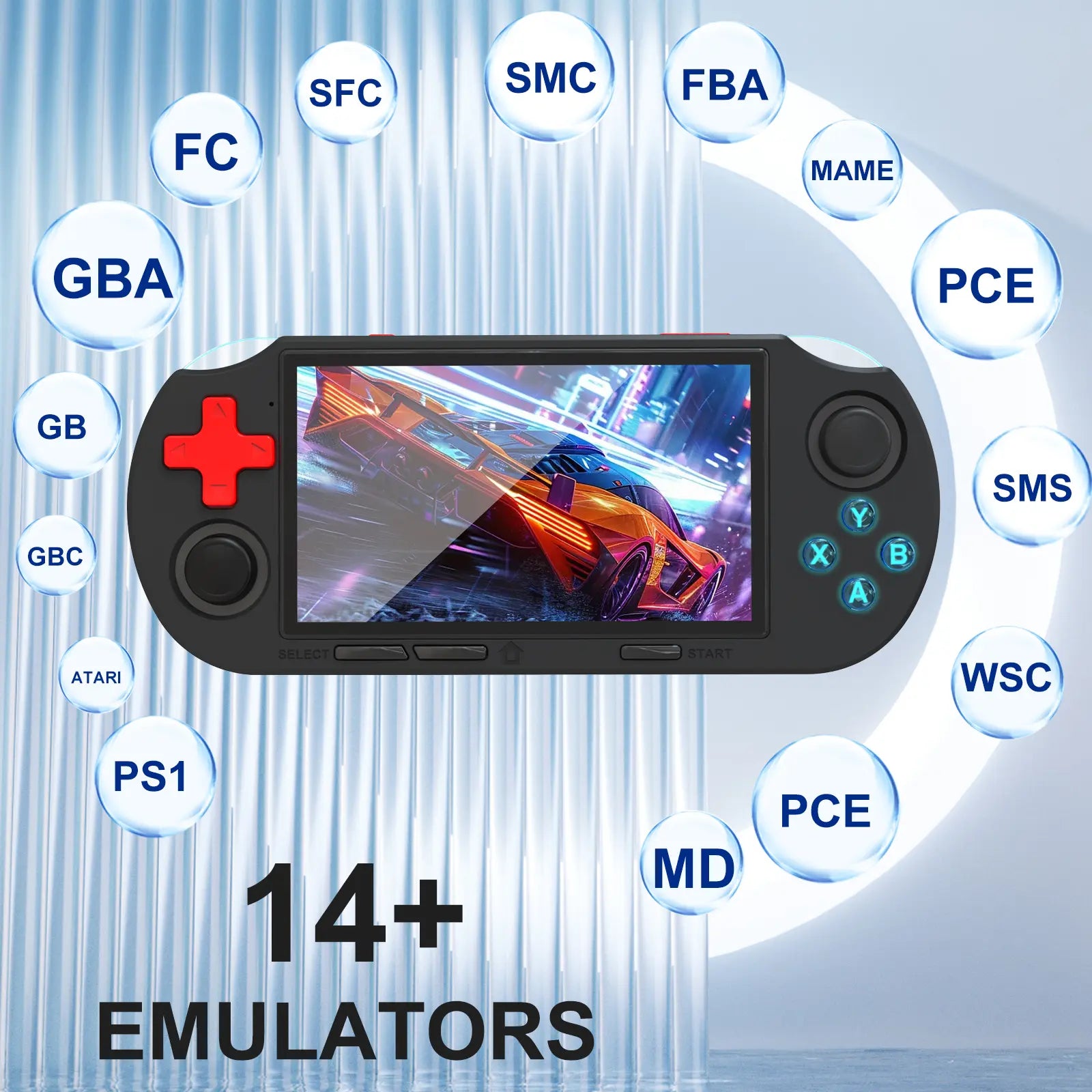 YLW ANS16 Handheld Retro Gaming Console 4.5-Inch IPS Screen 64GB Memory 16000 Games 14 Emulators RGB Lights 3000Mah Battery Portable Gift Compact Outdoorfun