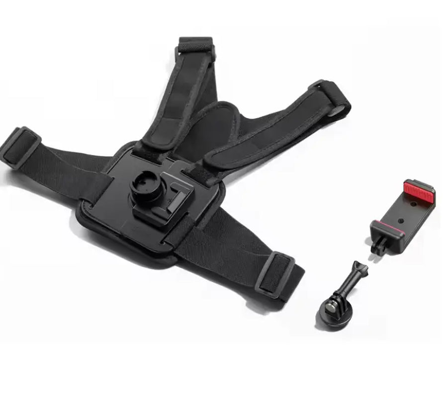 Adjustable Chest Mount Strap for Camera Phones - Secure Action Camera Holder with Clips