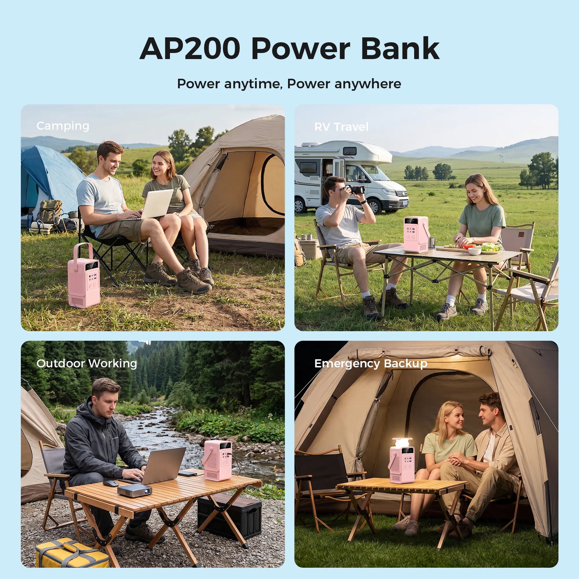 [Tiktokshopbacktoschool]Ctolity AP200 Portable Power Bank 192Wh 200W Lifepo4 Battery 4000+ Cycle 140W Fast Charging LED DC Solar 150W, Accessories, Mobile