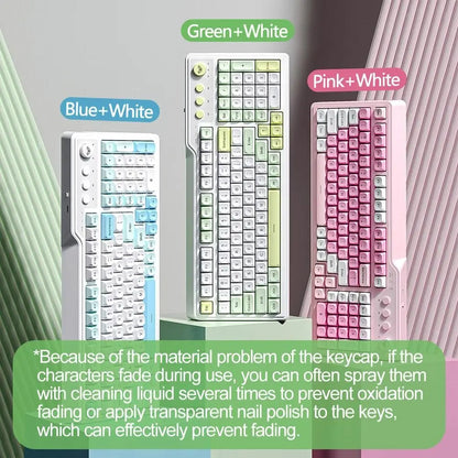 Aula Wolf Spider F3099 Three-Mode Quiet RGB Wired Keyboard, Cool RGB Lighting, Music Rhythm, Multi-Function Knobs, Ergonomic Design, Long Battery Life