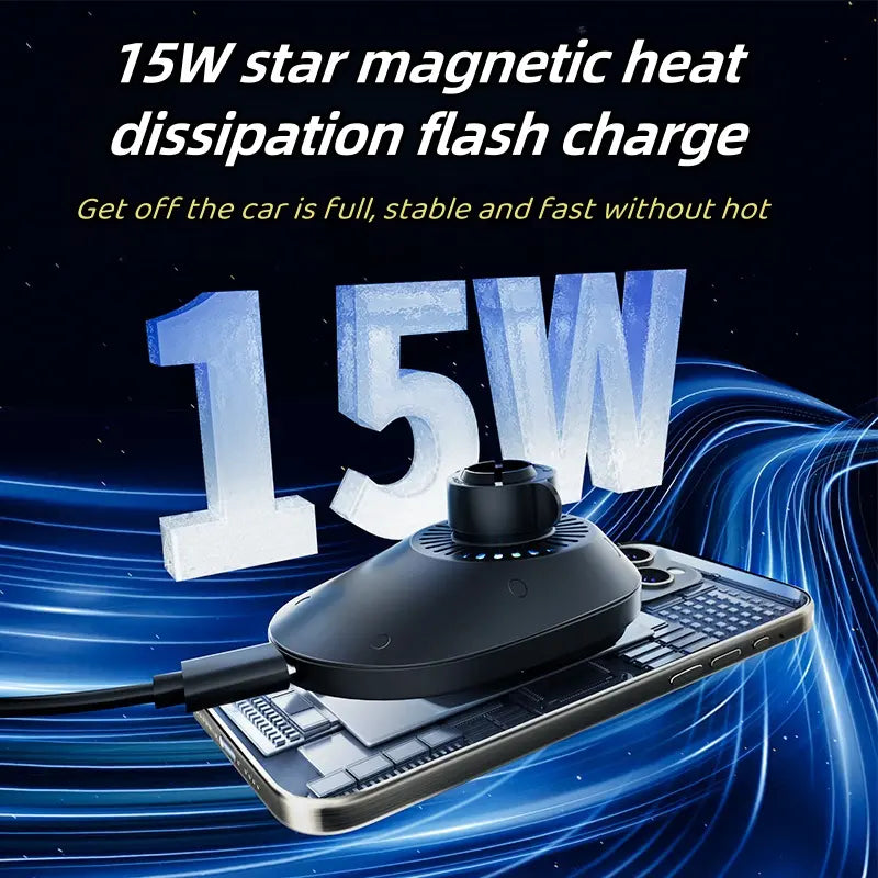 15W MagSafe Car Mount Wireless Charger for iPhone 15 with Powerful Magnets and Built-In Heat Dissipation, Adjustable Vent Magnetic Phone Holder for Fast Charging iPhone 15, 14, 13, 12