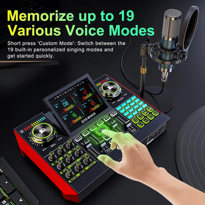 AY LIVE P15 Tenlamp G10-P15 Professional Sound Card Kit with Custom Sound Effects and Condenser Microphone for Live Streaming, Gaming, Vocals, Podcasting, Featuring 2-Stage Noise Cancellation and Computer Audio Mixer (Available as Single Card or Bundle)