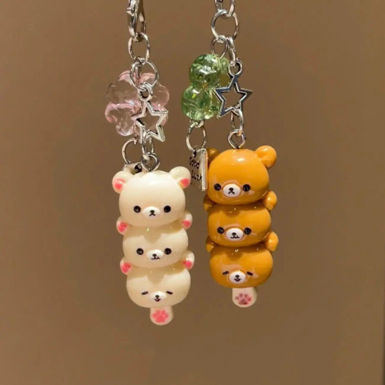 Kawaii Bear Phone Charm Pendant - Anime-Inspired Keychain Accessories for Keys, School Bags, iPhone 17 Pro Max, and AirPods