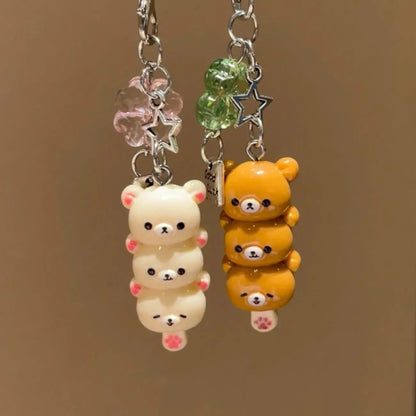 Kawaii Bear Phone Charm Pendant - Anime-Inspired Keychain Accessories for Keys, School Bags, iPhone 17 Pro Max, and AirPods