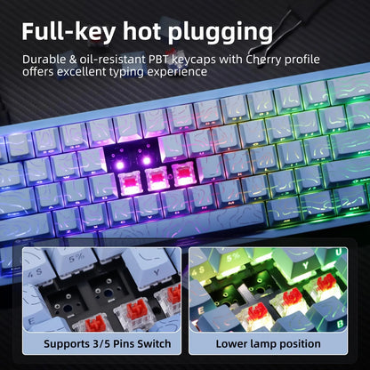60% Mechanical Keyboard, Fresh Blue Translucent Gasket Mount Hot-Swappable RGB Wired Gaming Keyboard with Red Switch, N-Key Rollover for Clean Aesthetic PC Setup, 60 Percent Keyboard Compact