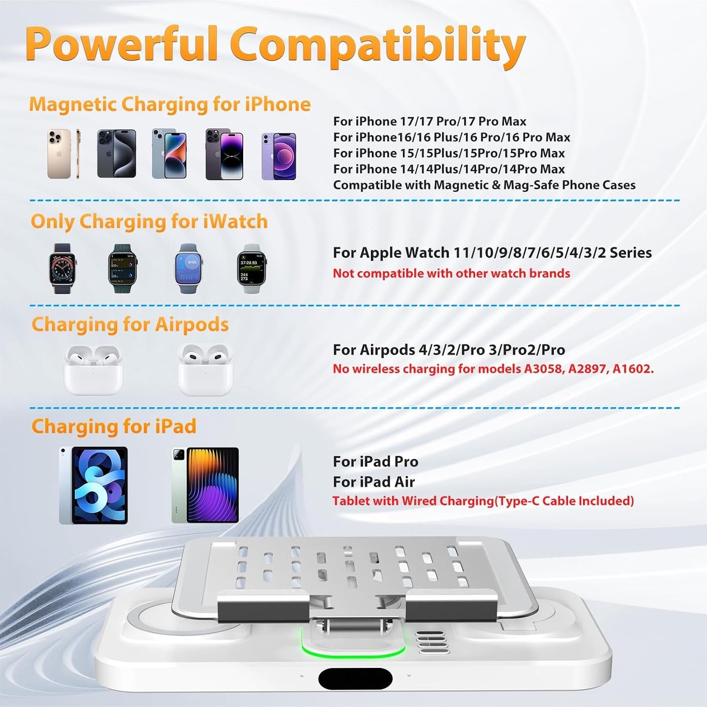 Wireless Charging Station for Apple Devices, Only for Apple Watch Charging