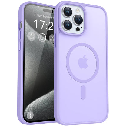 Puyateya Fashion Protective Magnetic Matte TPU Case with Magnetic Ring for Iphone 15/16/Pro/Pro Max, 3-Layer Shock TPU, Military Grade Anti-Drop, Anti-Scratch Translucent, Wireless Charge Compatible Phone Accessories