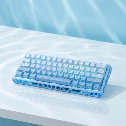 60% Mechanical Keyboard, Fresh Blue Translucent Gasket Mount Hot-Swappable RGB Wired Gaming Keyboard with Red Switch, N-Key Rollover for Clean Aesthetic PC Setup, 60 Percent Keyboard Compact