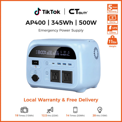 [Summerfinds]Ctolity AP400 Soft Pink 500W 346Wh Portable Power Station Solar Generator - Fast-Charging Backup Battery for Home Emergencies, Camping, Phone Power Needs,Back to School Tiktokshopbacktoschool,Back to School,Back to School Haul