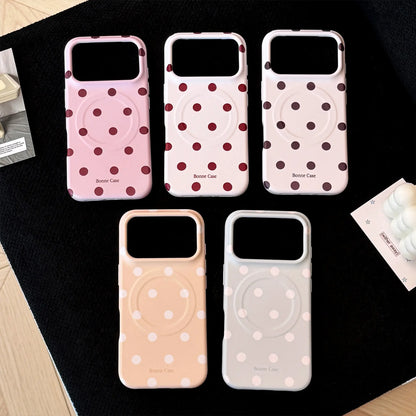 Magnetic Polka Dot Phone Case for Iphone 17 Pro Max, 16 Plus, 15, 14, 13 - Compatible with Magsafe,Matte Slim Durable, Shockproof Handheld Cellphone Devices Cover,Aesthetic Protective Phone Cover for Women Girl