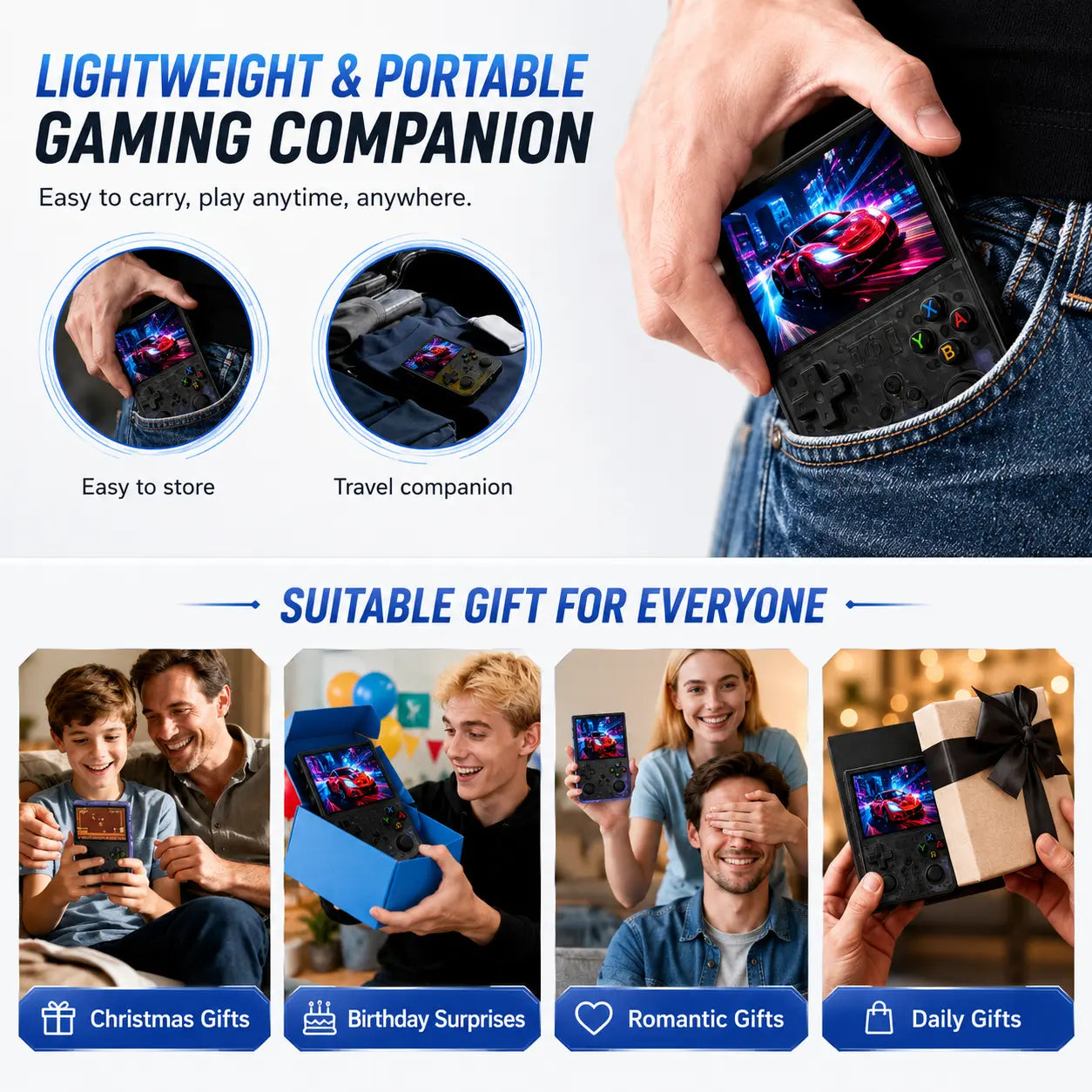 R40 Retro Handheld Game Console, Pre-Loaded Classic Games Plug & Play, Portable Pocket Video Game System, Nostalgic Arcade Gift for Kids & Adults
