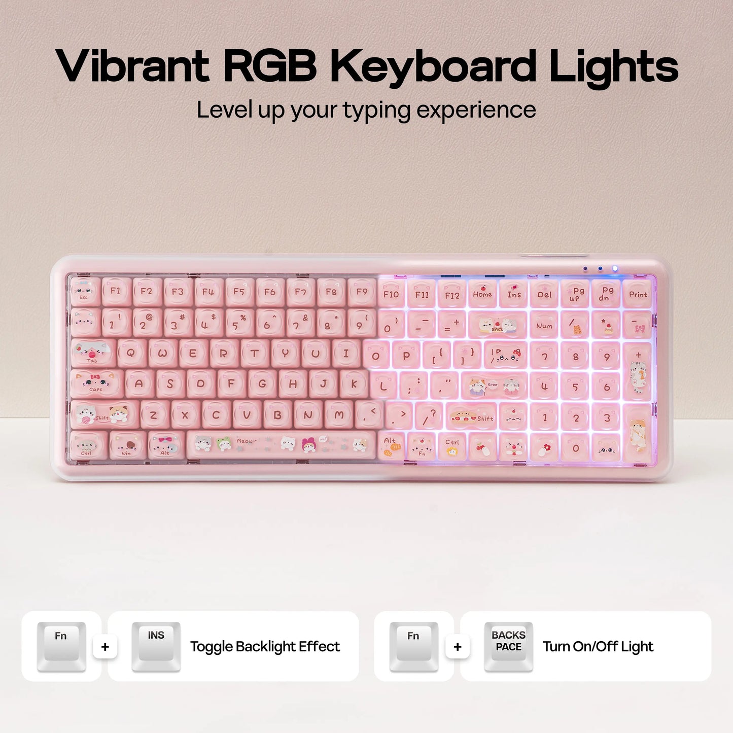Mechlands X Maorbeng X100 PRO Membrane Keyboard with Number Pad, RGB Backlits, Wireless Computer Keyboard with 5000Mah Battery, BT/2.4G/USB-C Wired, 96% Layout for Windows/Mac/Pc