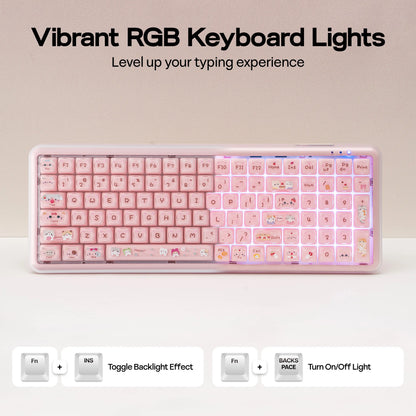 Mechlands X Maorbeng X100 PRO Membrane Keyboard with Number Pad, RGB Backlits, Wireless Computer Keyboard with 5000Mah Battery, BT/2.4G/USB-C Wired, 96% Layout for Windows/Mac/Pc