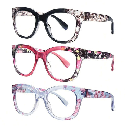 ZOELEAD 3-Pack Blue Light Blocking Reading Glasses for Men and Women - Tortolette Round-End Bendable Non-Prescription Frames with Spring Hinges for Computer Use
