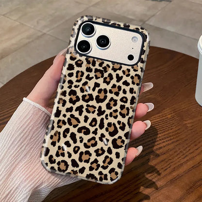 2-In-1 Anti-Scratch Silicone Phone Case for Iphone 17/16/15/14/13/12/11 Pro Max plus Air E, Neutral Leopard Print Glossy TPU Cover with Shock-Absorbing Bumper, Ios-Fitting Protection Accessory for Iphone Series, Accessories, Shockproof