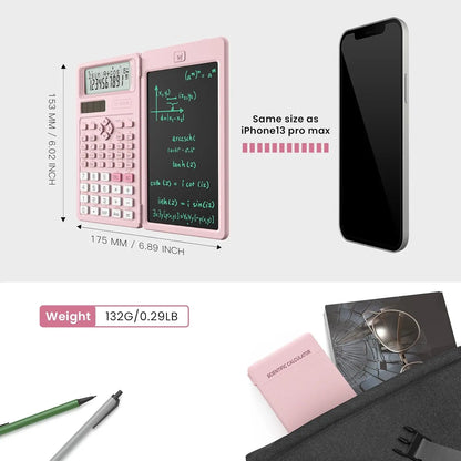 Plastic Scientific Calculator Cute, 82MS Foldable 2-Line Display, 240-Functions Solar & Battery Powered, Portable Notepad-Included School Supply for Middle-High School Students (Party Bag for Kids) Gifts