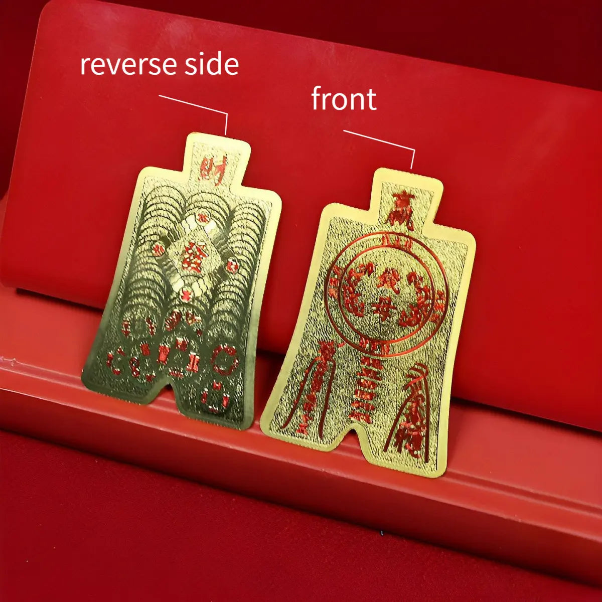 3D Metallic Gold-Tone Fengshui Talisman Sticker - Attract Wealth & Abundance for Mobile Phone Cases (4.4x6.6cm) - Stylish Coastal Sohochic Accessory