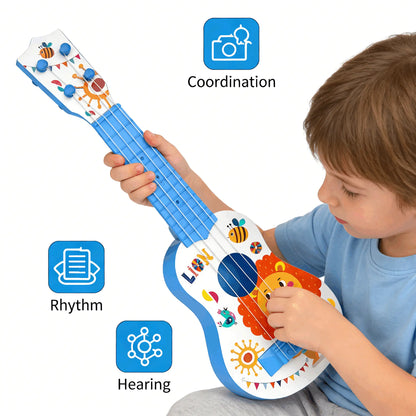 Kids' ABS Plastic Ukulele-Shape Music Toy, Mini Playable Educational Musical Instrument, Party Supplies, Birthday Christmas Gift
