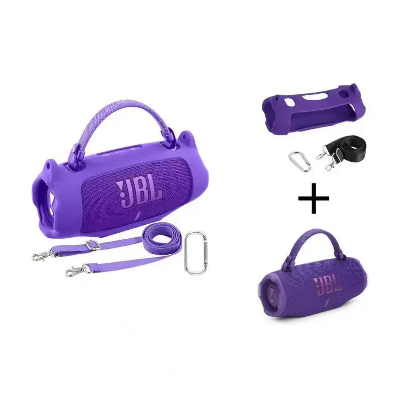 For JBL Charge 6 Waterproof Portable Bluetooth Speaker Silicone Case,Soft Protective Sleeve Cover with Shoulder Strap for JBL Charge 6 Speaker，This Product Comes with a Protective Case and a Speaker. Outdoor Travel Vanlife Party Waterproof