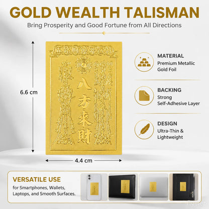 3D Metallic Gold-Tone Fengshui Talisman Sticker - Attract Wealth & Abundance for Mobile Phone Cases (4.4x6.6cm) - Stylish Coastal Sohochic Accessory