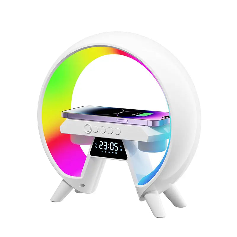 5-In-1 Wireless Charging Speaker – Bluetooth Clock Radio with 256 LED Light Modes, Night Light & Alarm – Qi Charging Pad for Phone Summergarden Portable Sound System Smartphone